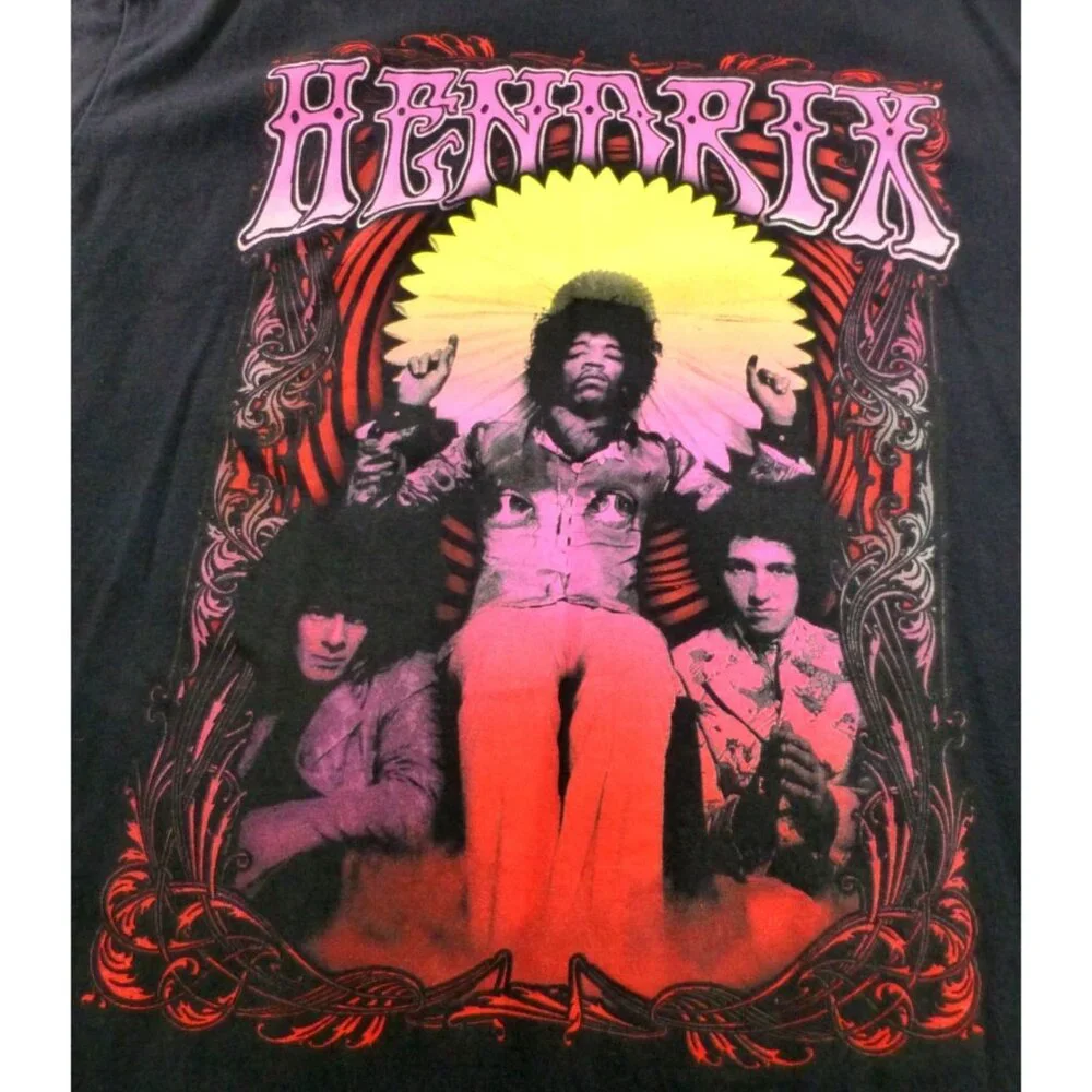 Authentic Hendrix Psychedelic Rock Band T Shirt Vintage Style Graphic Tee - Picture 2 of 5